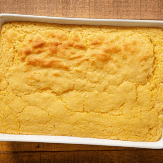 Cornbread in white pan