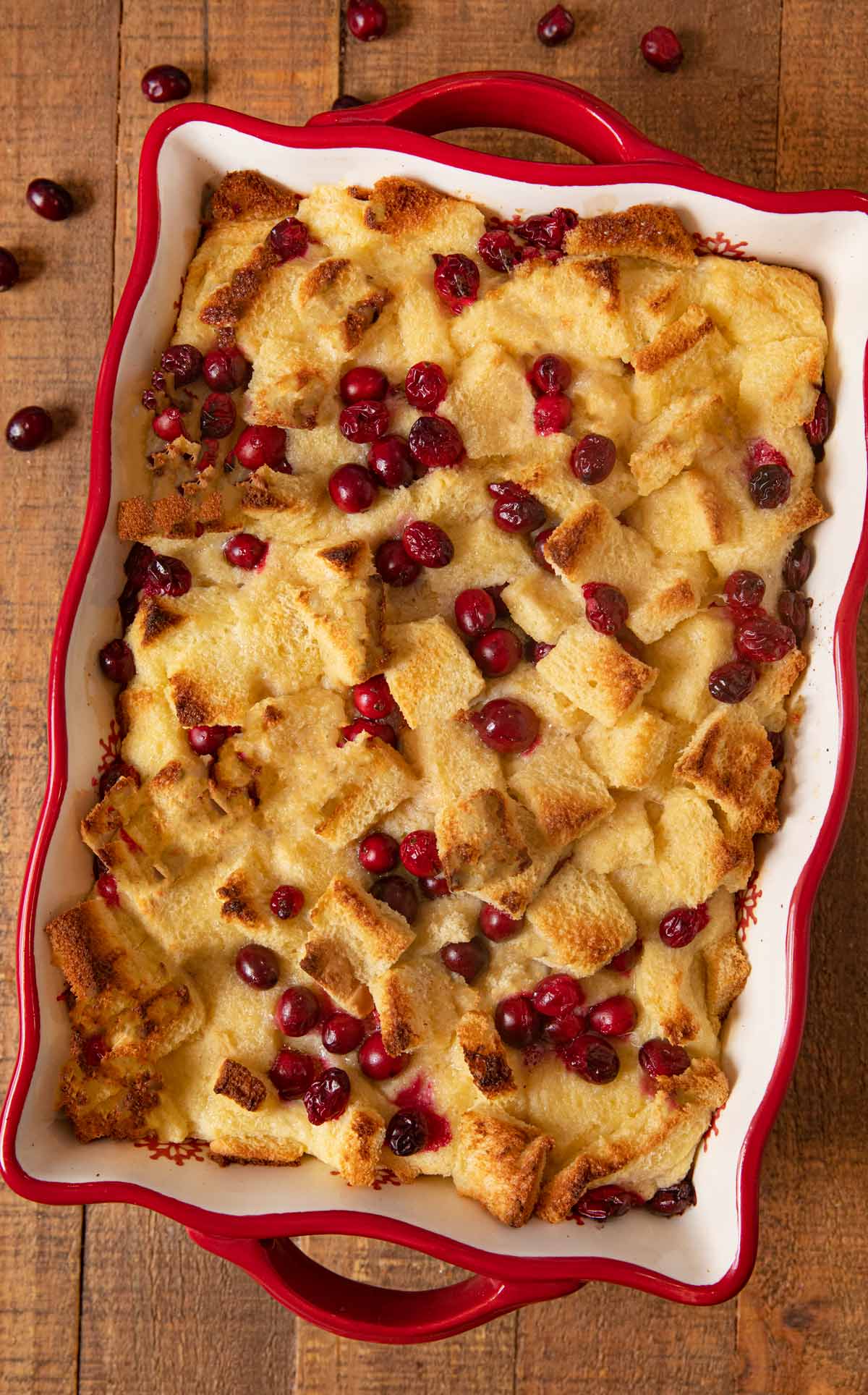 Cranberry Bread Pudding in baking dish