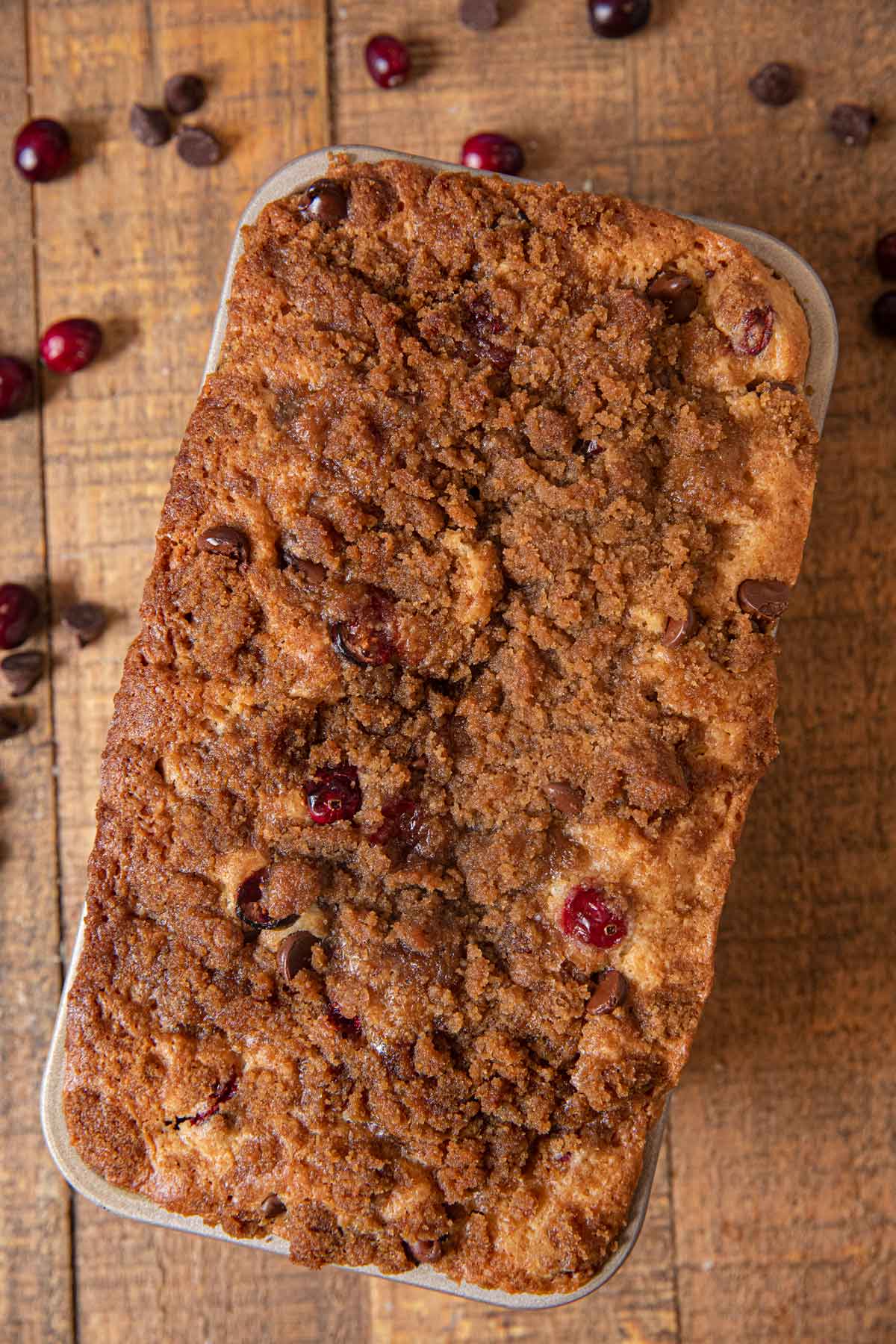 Cranberry Chocolate Chip Bread in loaf pan