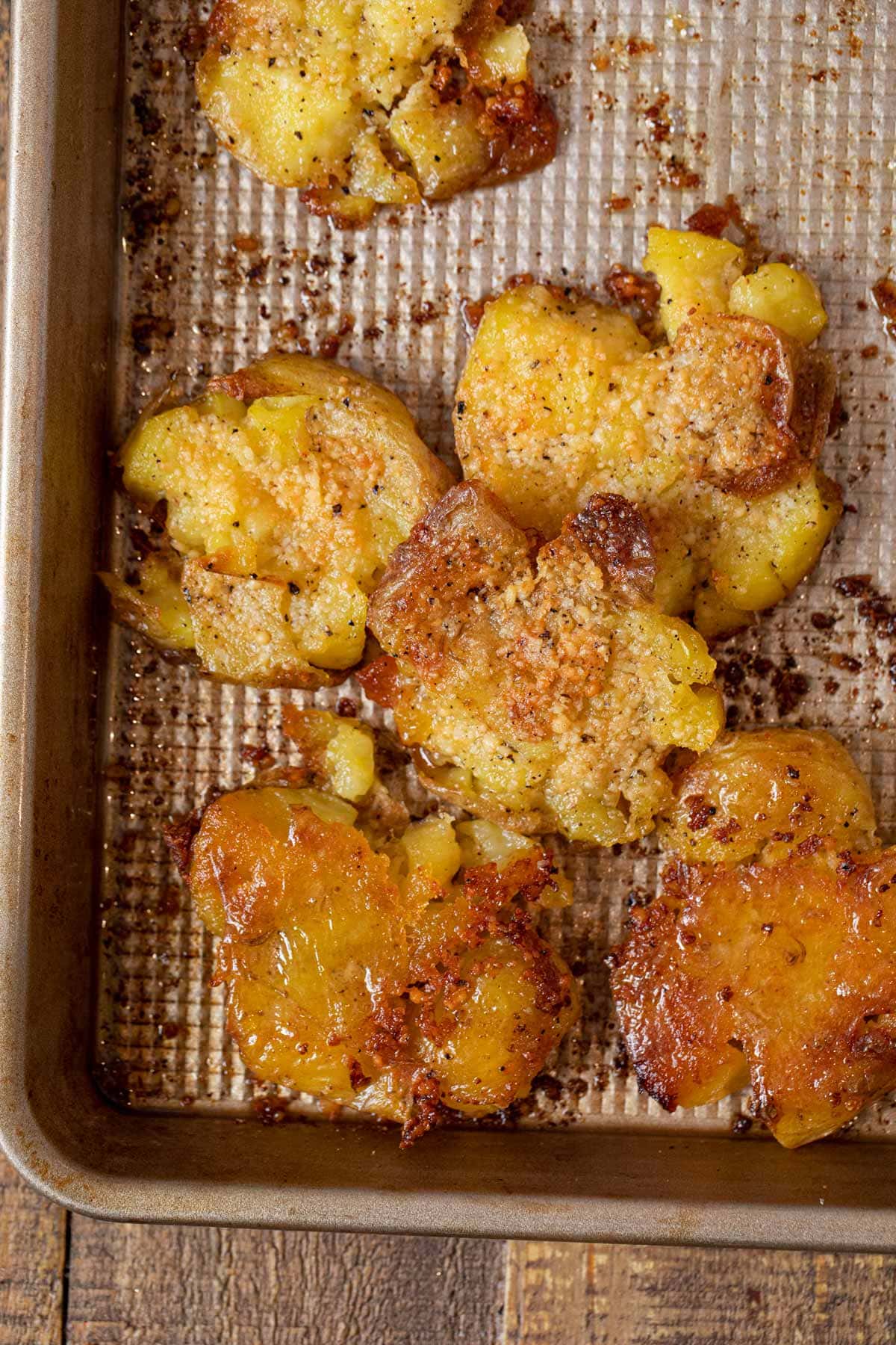 Garlic Herb Smashed Red Potatoes - Saving Room for Dessert