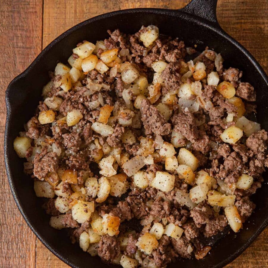 Hamburger Hash in skillet