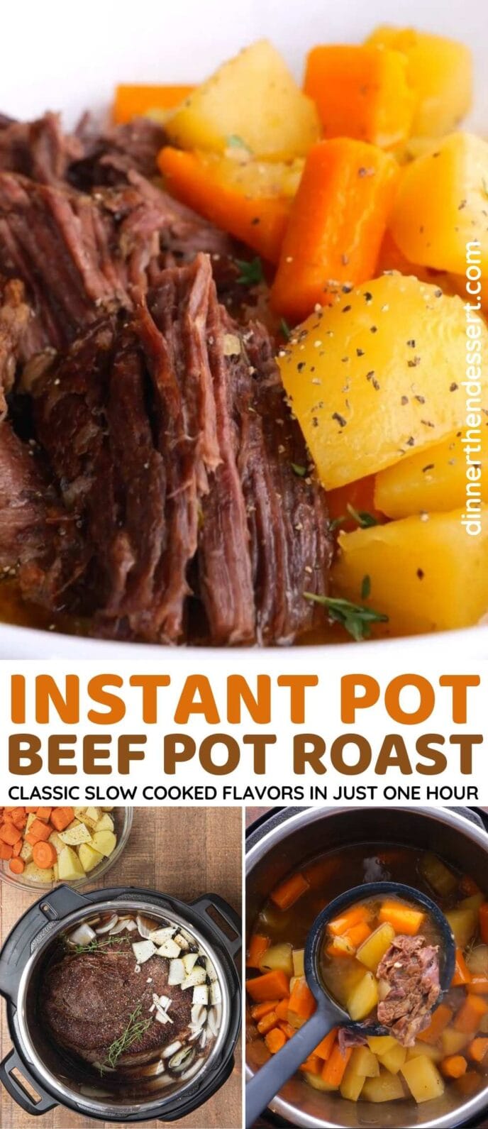 Instant Pot Beef Pot Roast with vegetables Collage