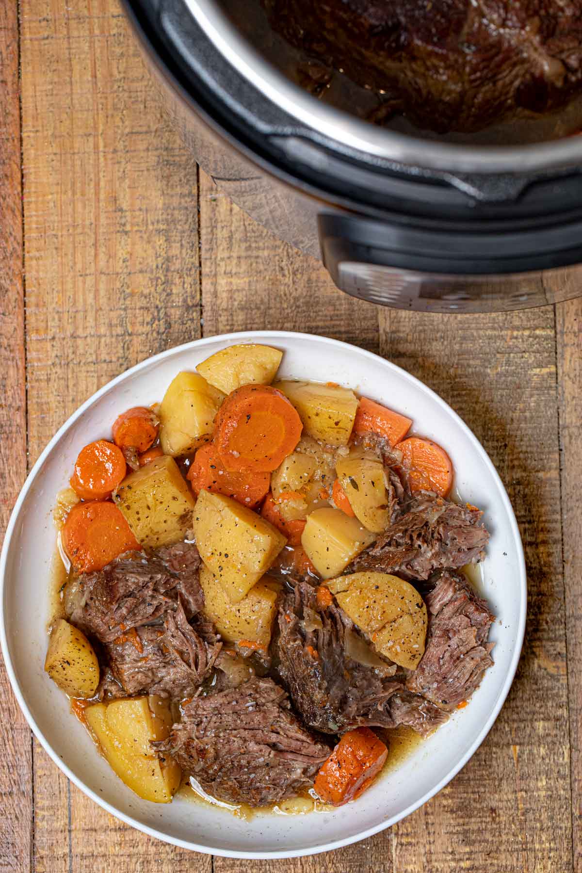 Instant Pot Beef Pot Roast with vegetables on plate