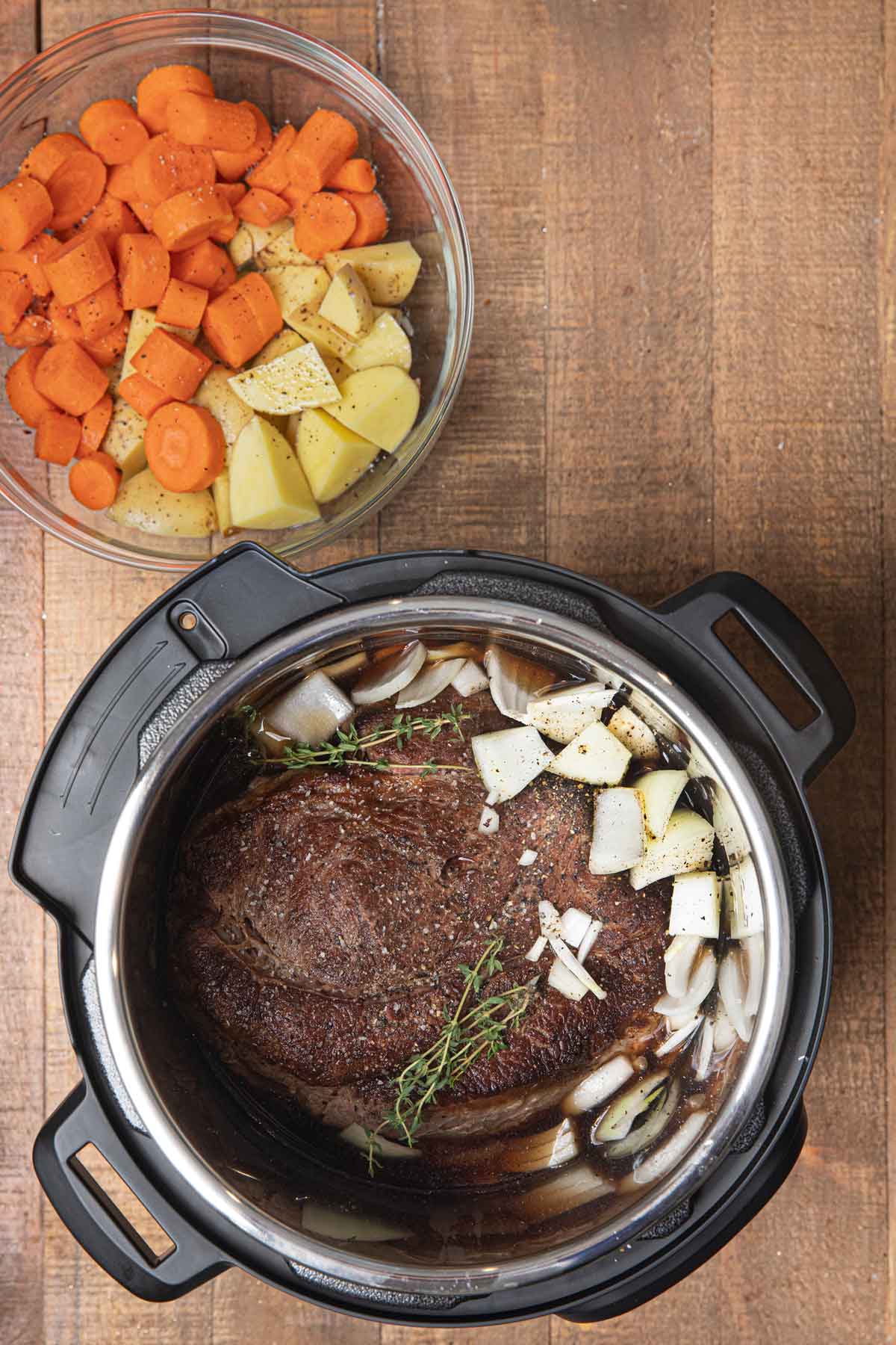 Instant Pot Beef Pot Roast with vegetables before cooking