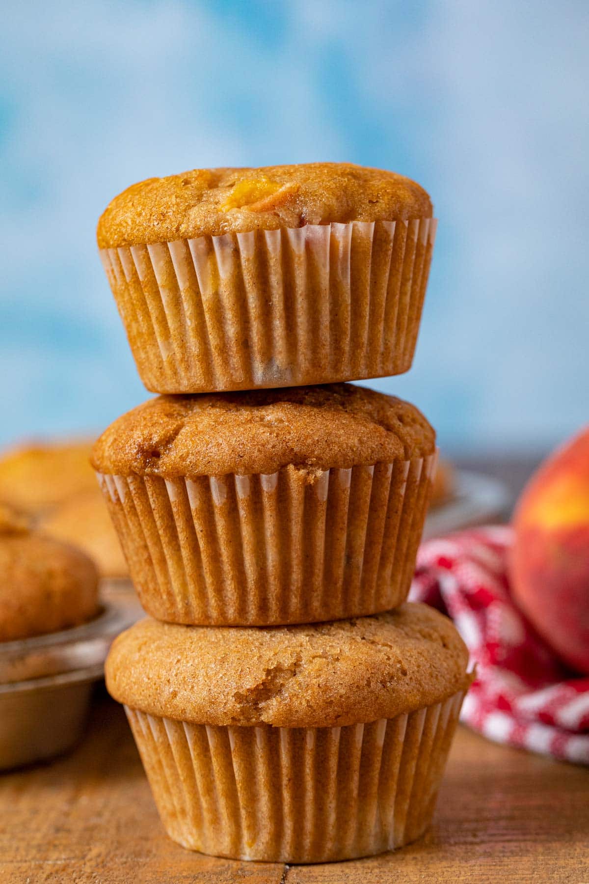Peach Muffins in stack