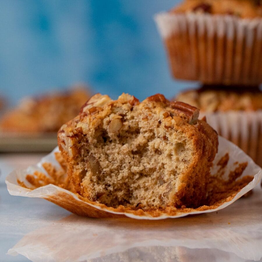 Pecan Muffin with bite removed