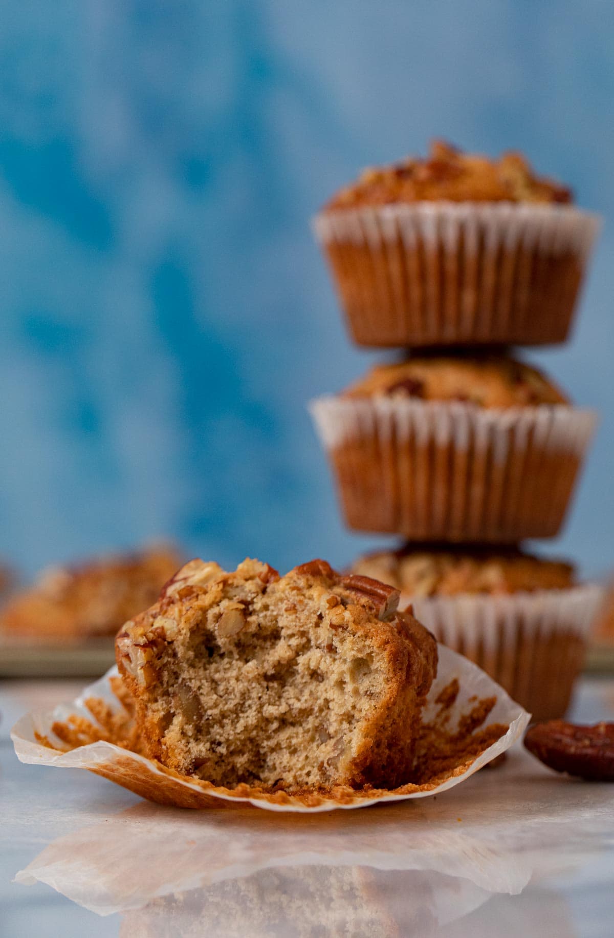 Pecan Muffin with bite removed