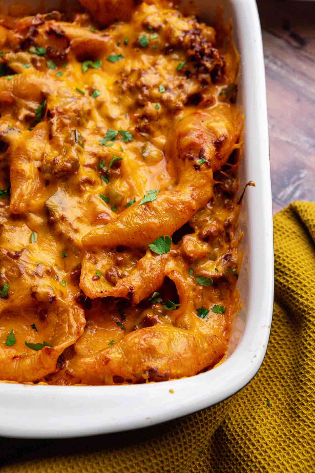 Sloppy Joe Pasta in baking dish