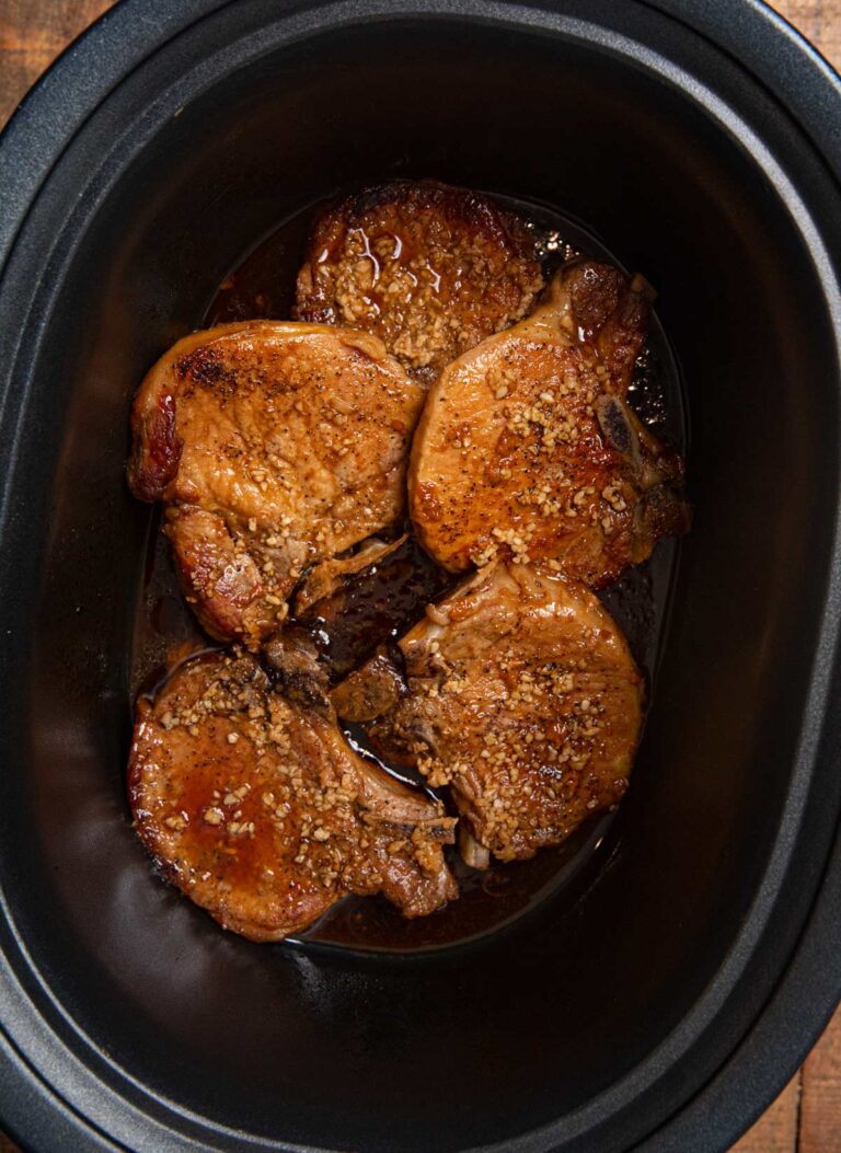 Slow Cooker Brown Sugar Garlic Pork Chops Recipe [+VIDEO] - Dinner ...