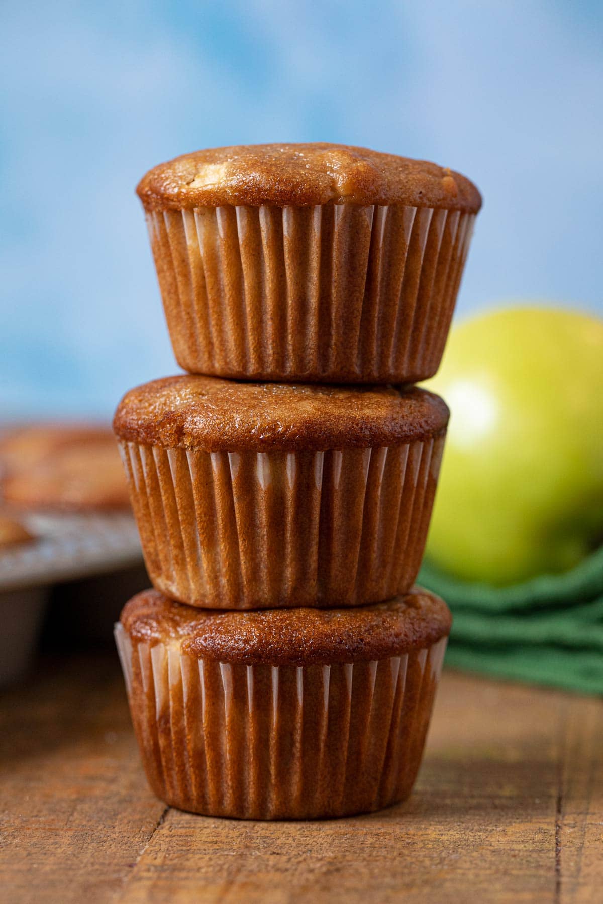 Apple Muffins in stack