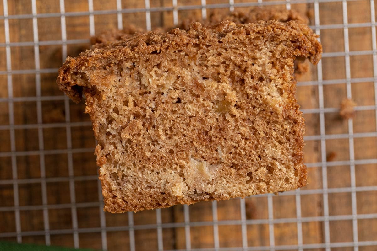 top-down view of Apple Pie Bread slices in stack