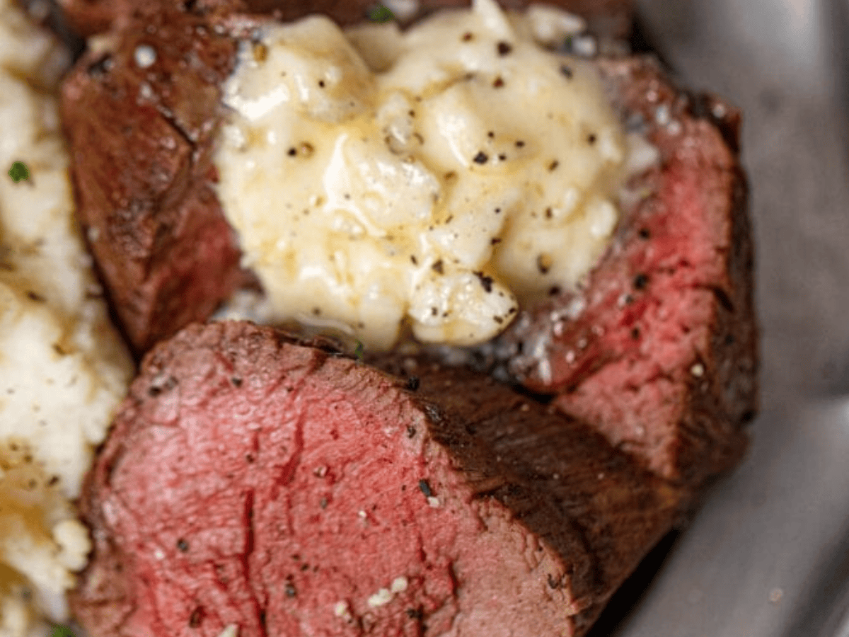 tenderloin cut and served with topping