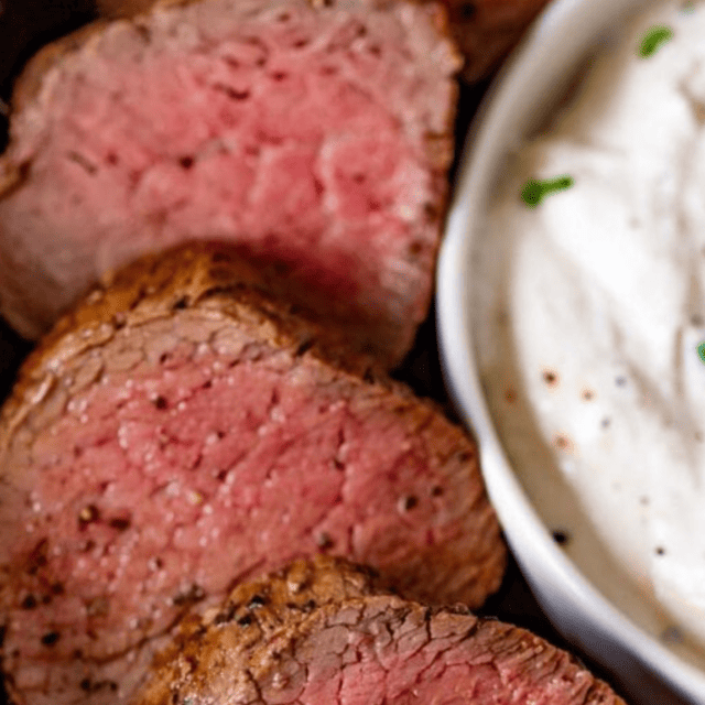 tenderloin cut on plate with sauce
