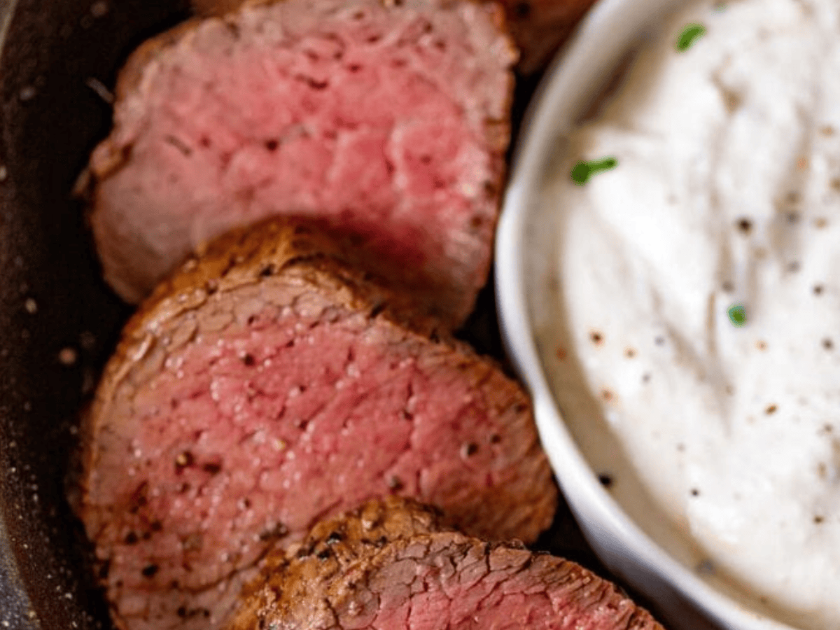 tenderloin cut on plate with sauce
