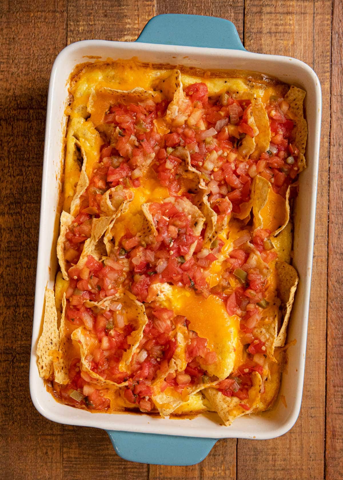 Cheesy Baked Chilaquiles in baking dish