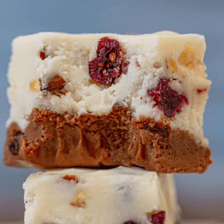 close up of 2 layer fudge recipe