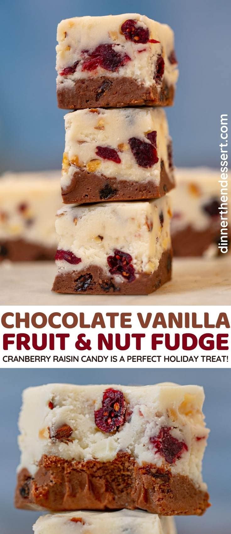 Chocolate Vanilla Fruit and Nut Fudge collage