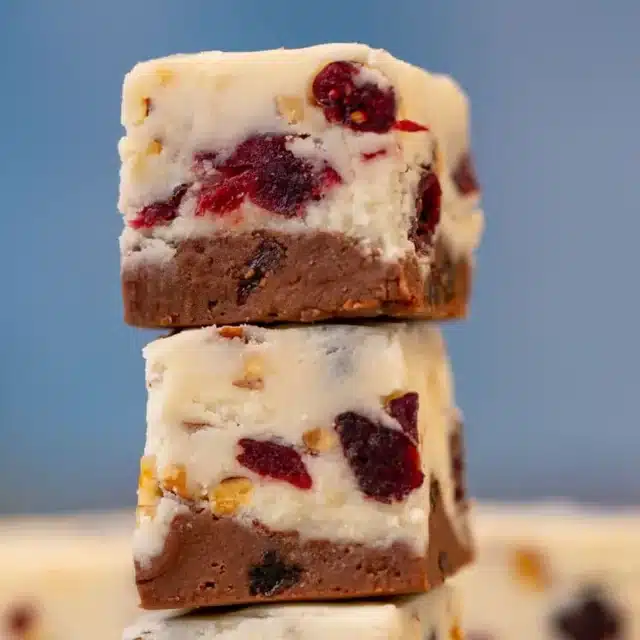 Stack of desserts cut into small pieces