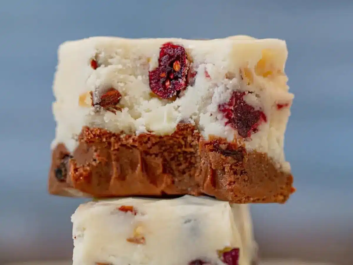 Stacked desserts with bite taken out