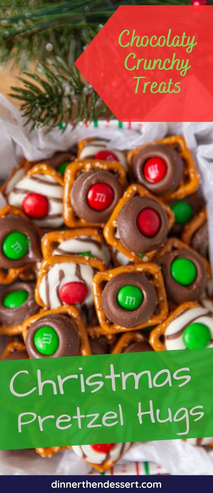 Christmas Pretzel M&M Hugs - Plowing Through Life