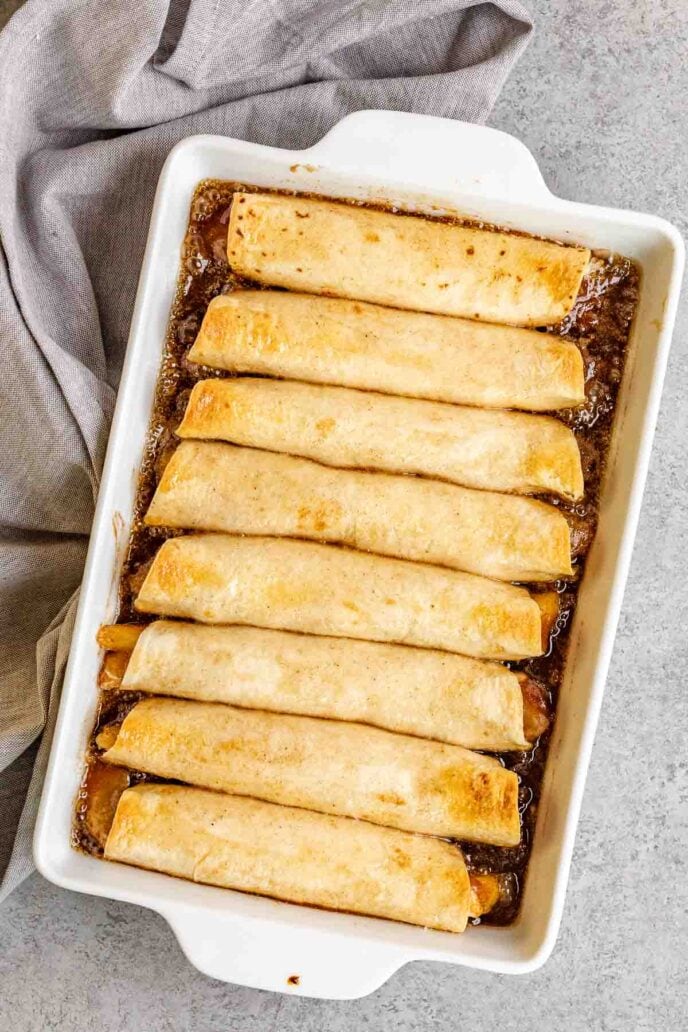 Cinnamon Apple Enchiladas in pan