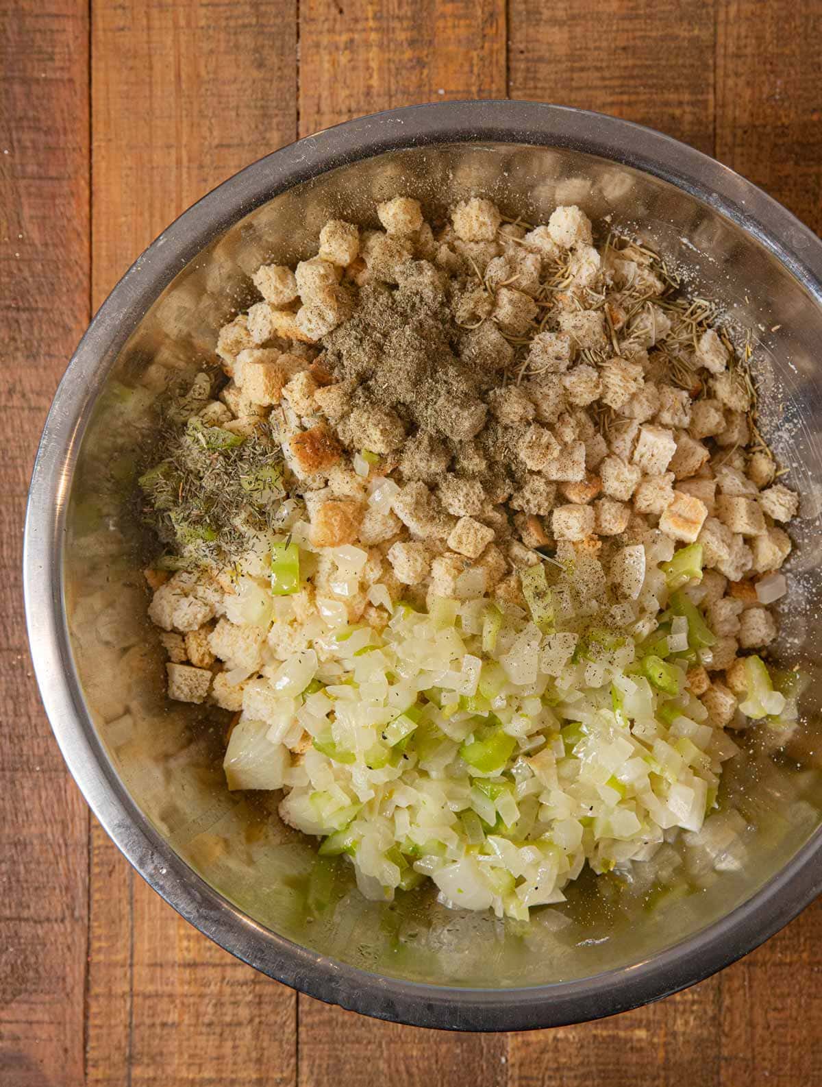 Classic Cube Stuffing ingredients in mixing bowl