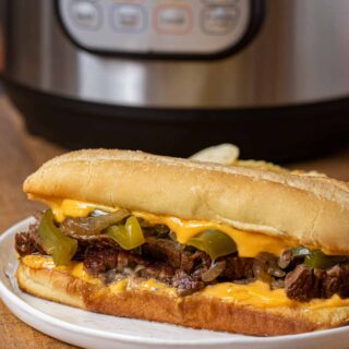 Instant Pot Philly Cheese Steak Sandwich on plate