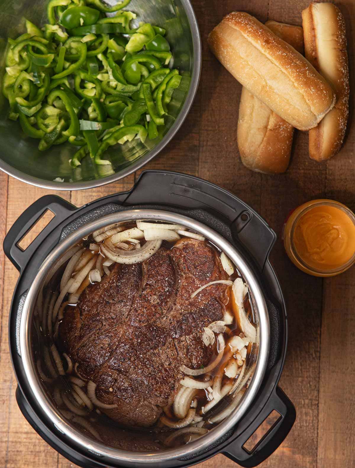 Instant Pot Philly Cheese Steak Sandwiches ingredients