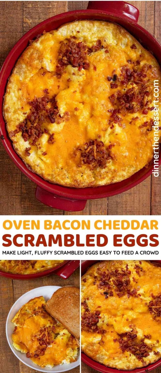 Easy Oven Bacon Cheddar Scrambled Eggs Recipe - Dinner, then Dessert