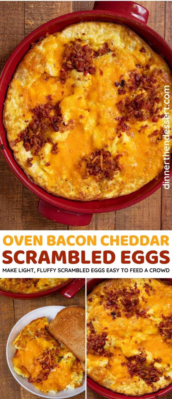 Oven Bacon Cheddar Scrambled Eggs collage