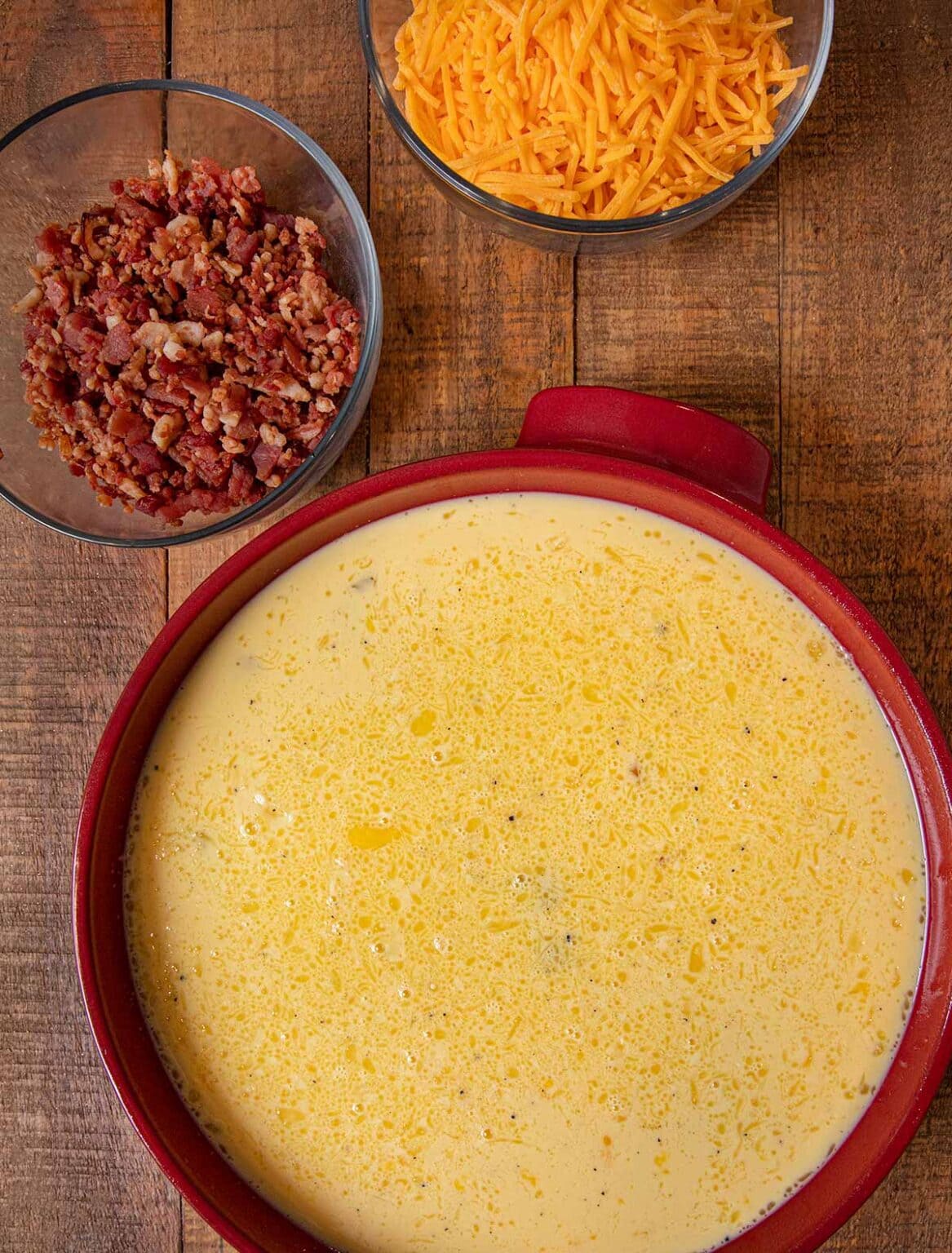 Easy Oven Bacon Cheddar Scrambled Eggs Recipe - Dinner, then Dessert