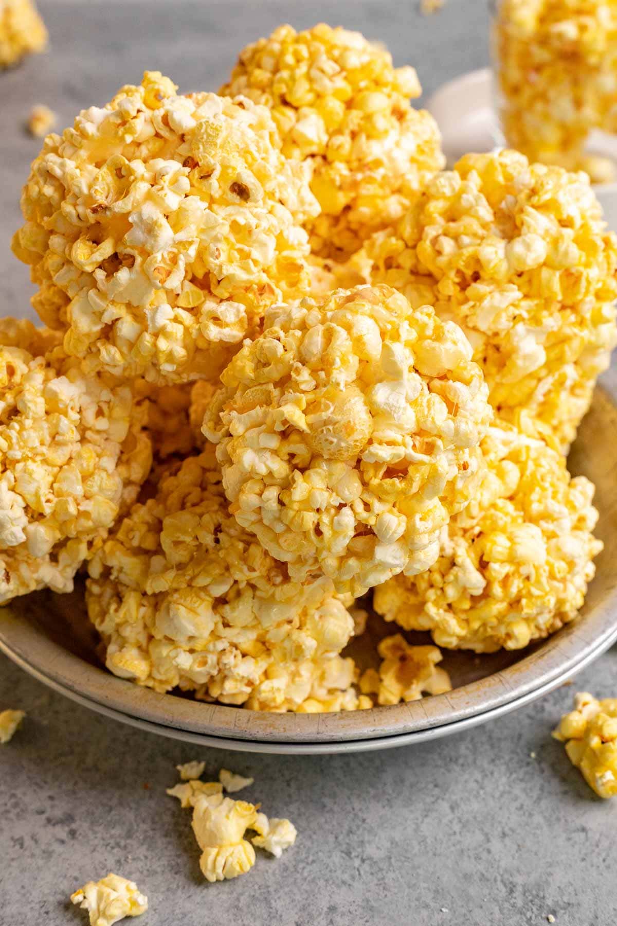 Popcorn Balls stacked up in serving bowl