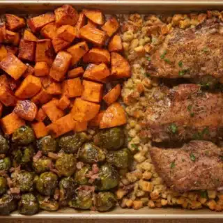 Turkey and side all on sheet pan ready to serve