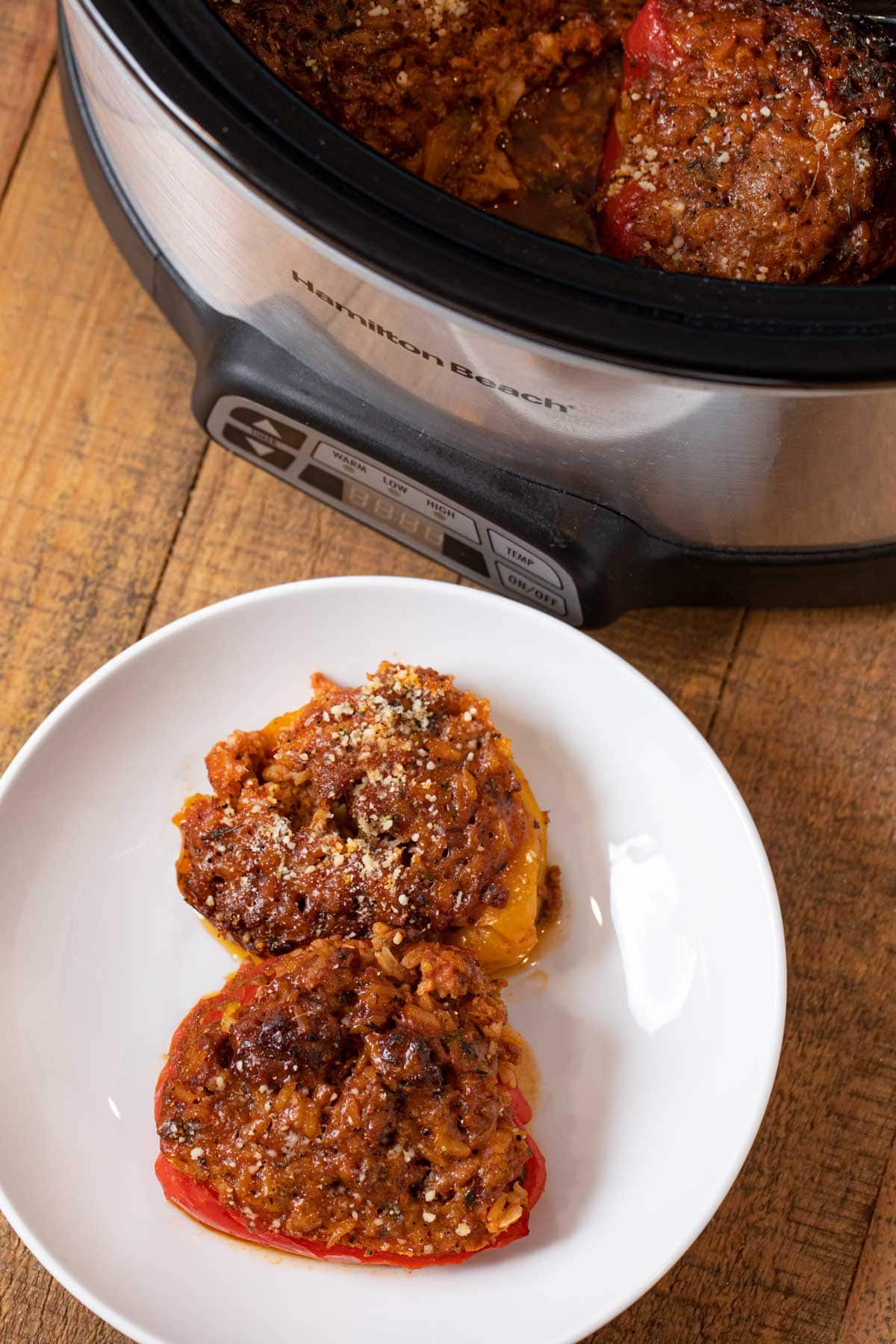 Slow Cooker Stuffed Bell Peppers on plate