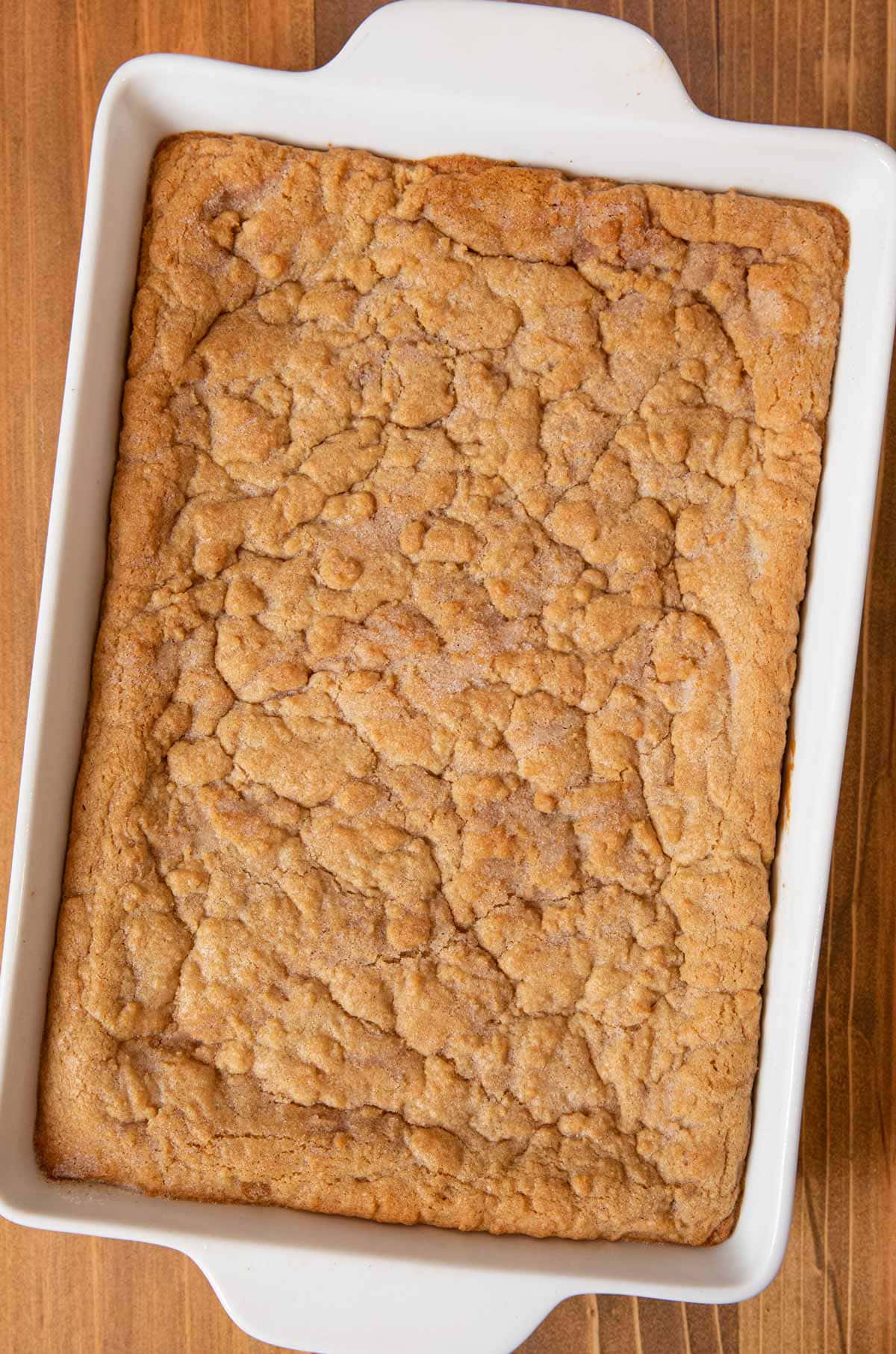 Snickerdoodle Bars in baking dish