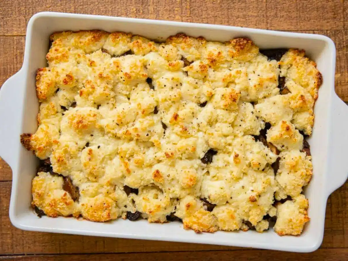 Baked mushrooms with cheese topping