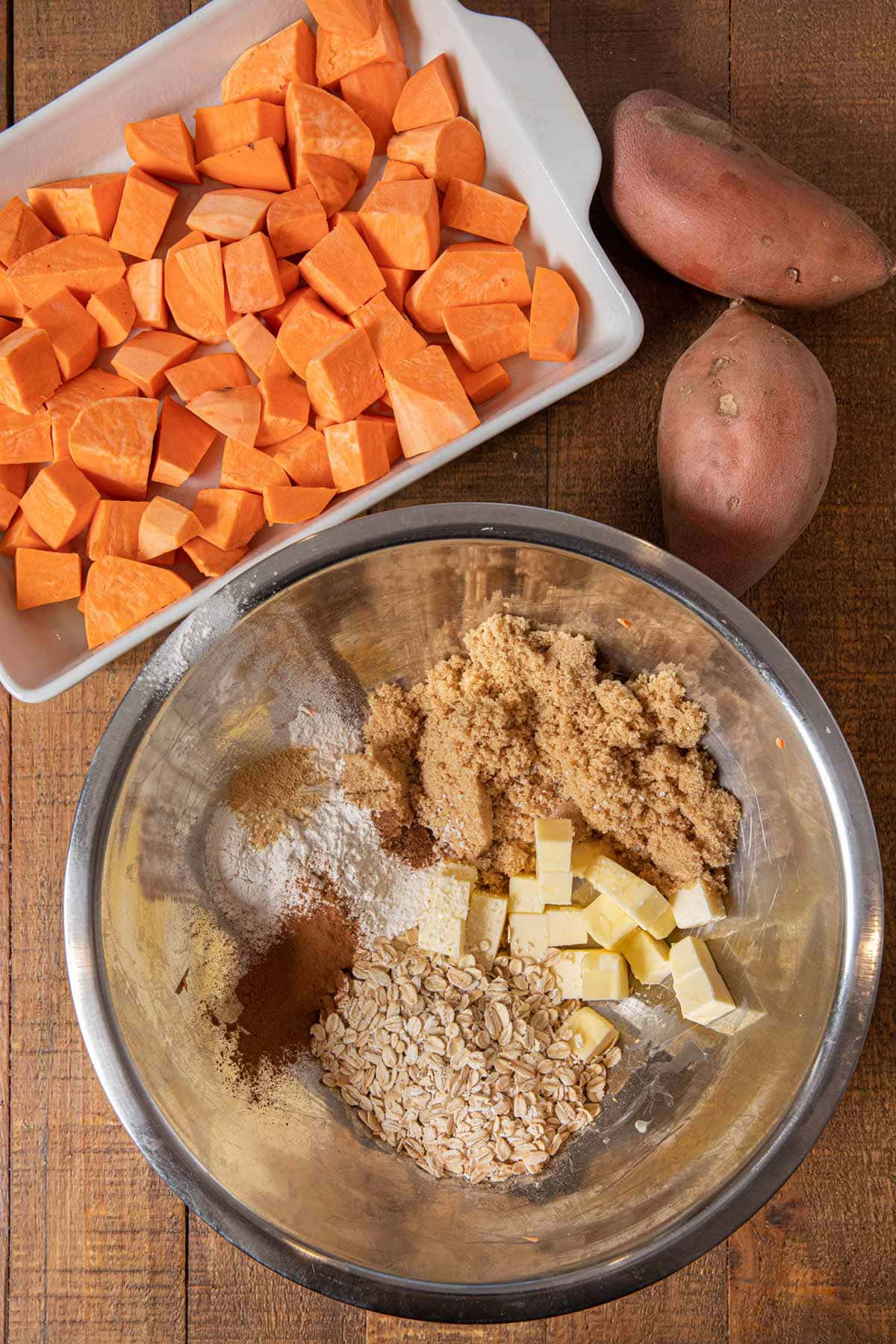 Sweet Potato Crisp ingredients in bowl