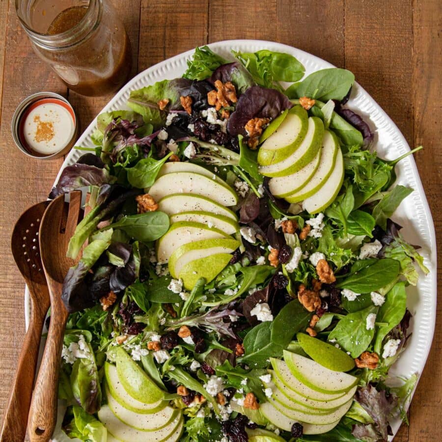 top-down view of Winter Pear Salad