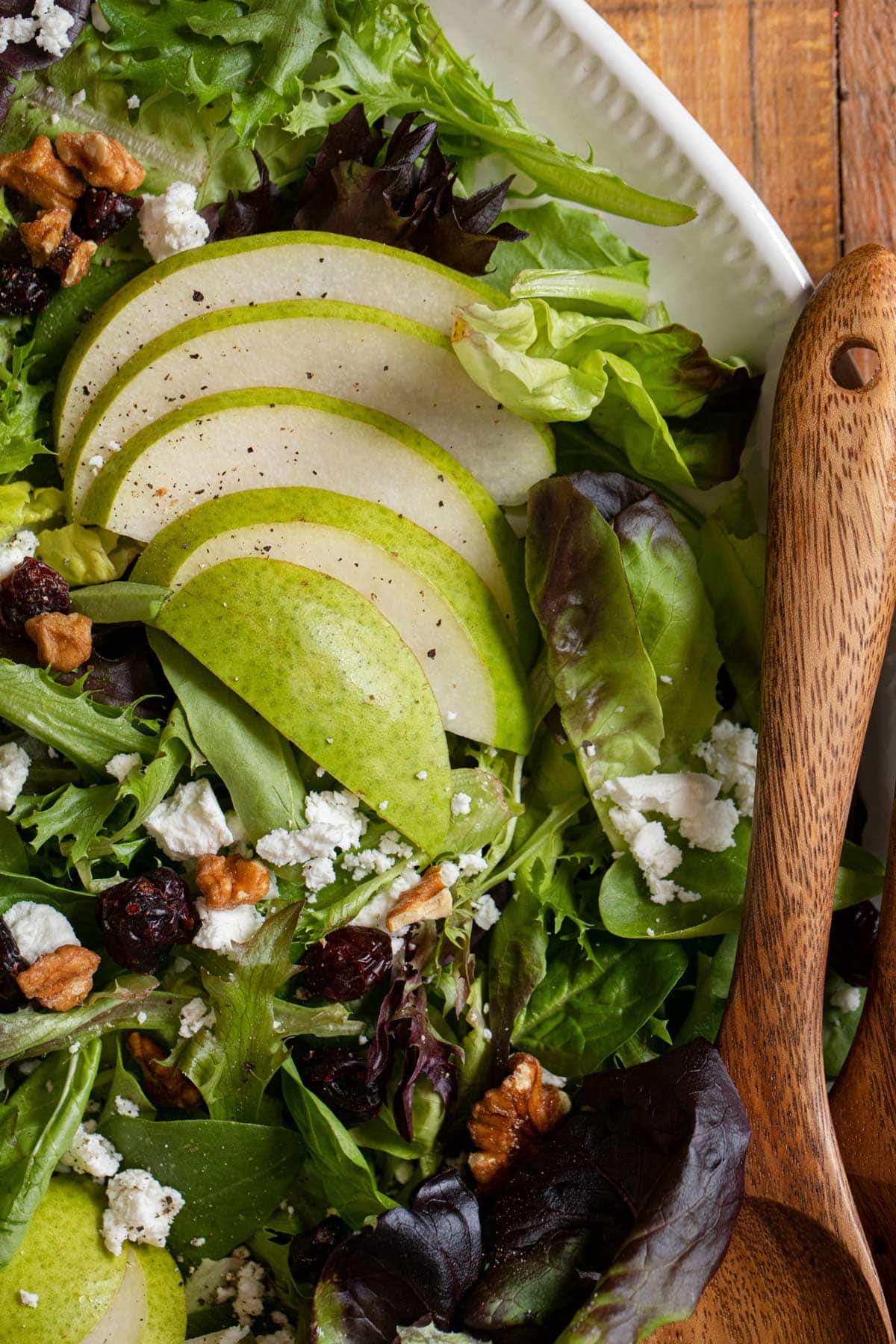 top-down view of Winter Pear Salad