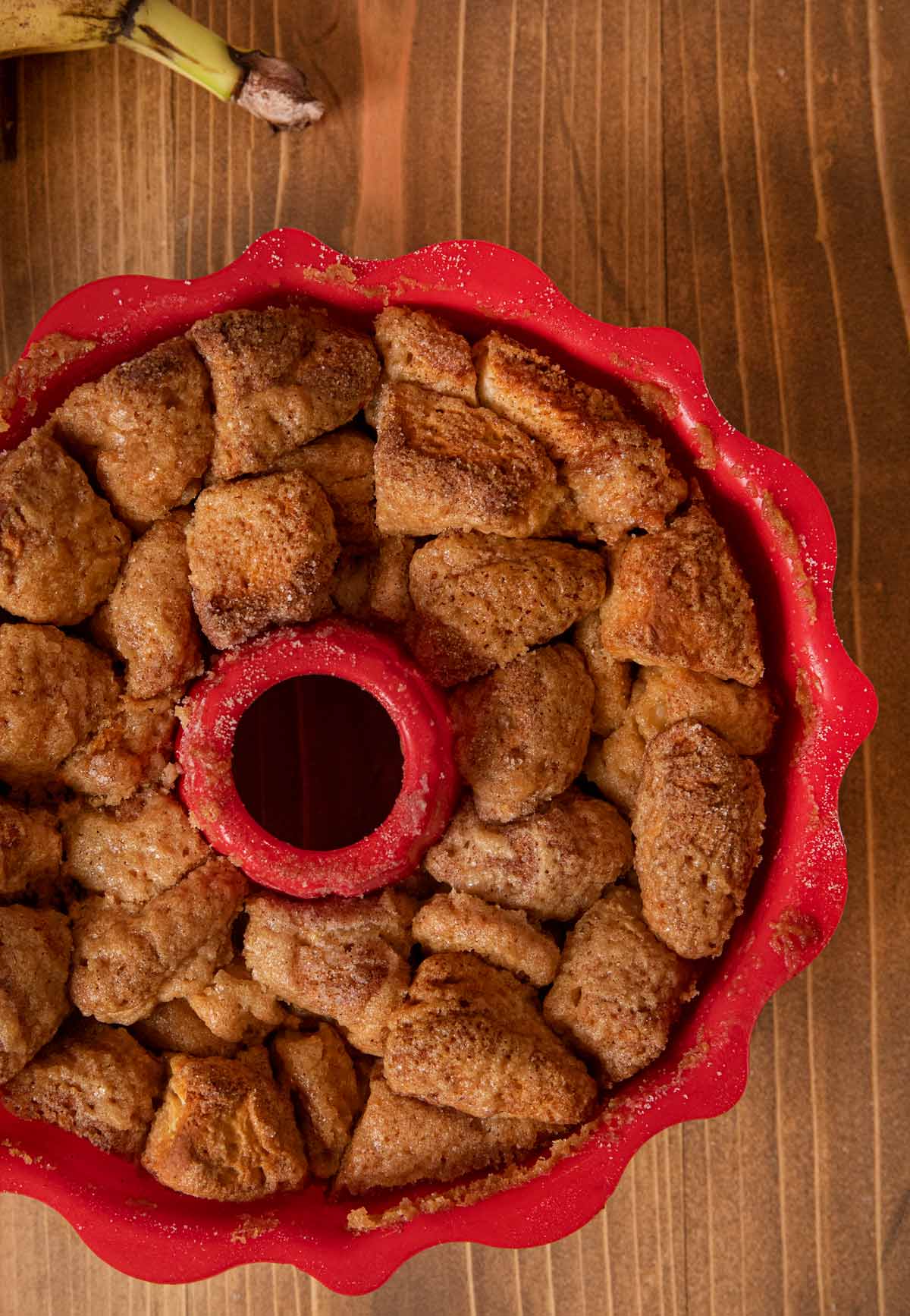 Banana Monkey Bread in silicon bundt pan