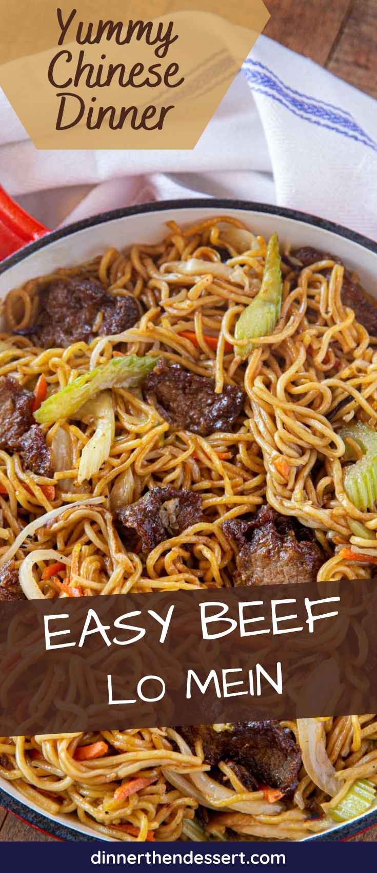 Beef Lo Mein in skillet pin 1