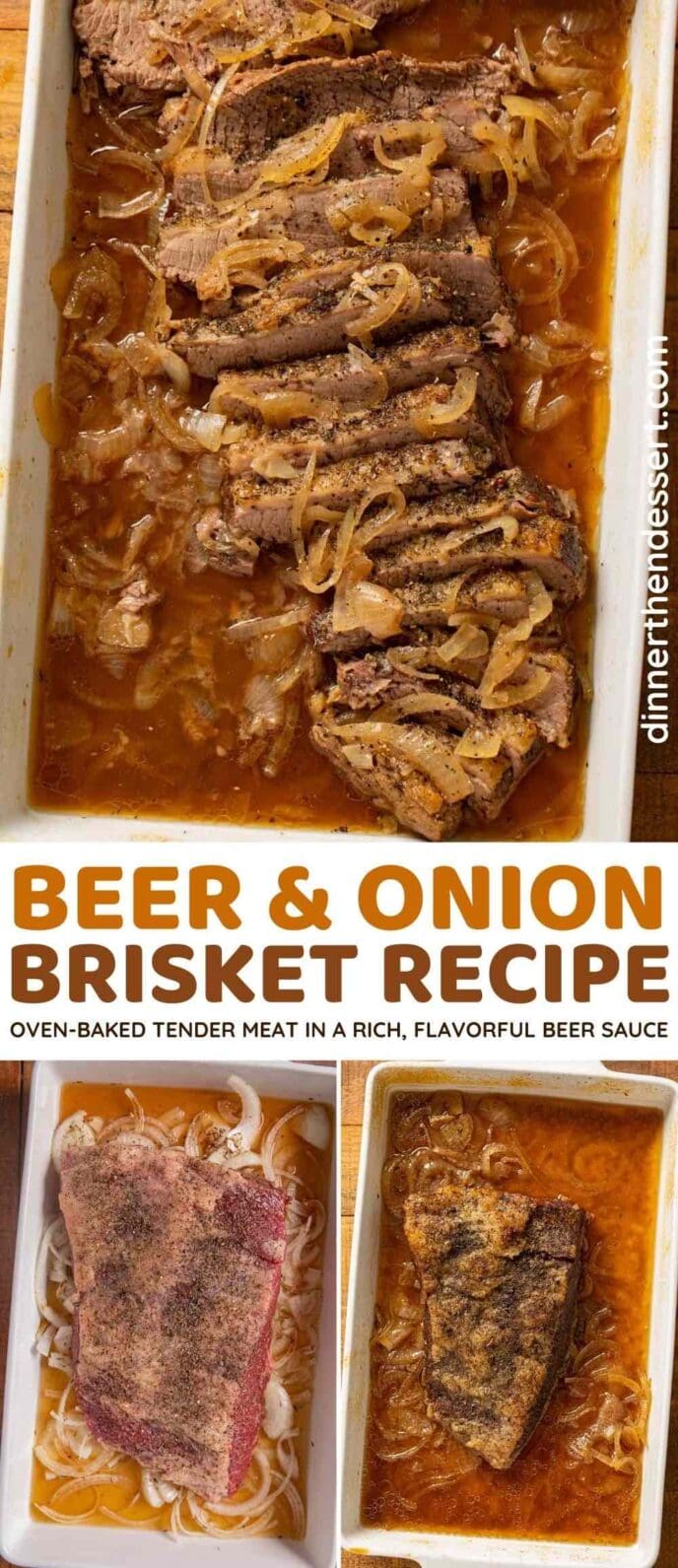 Beer and onion brisket collage