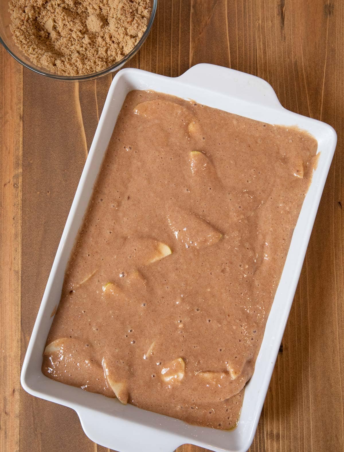 Caramel Apple Cobbler before baking