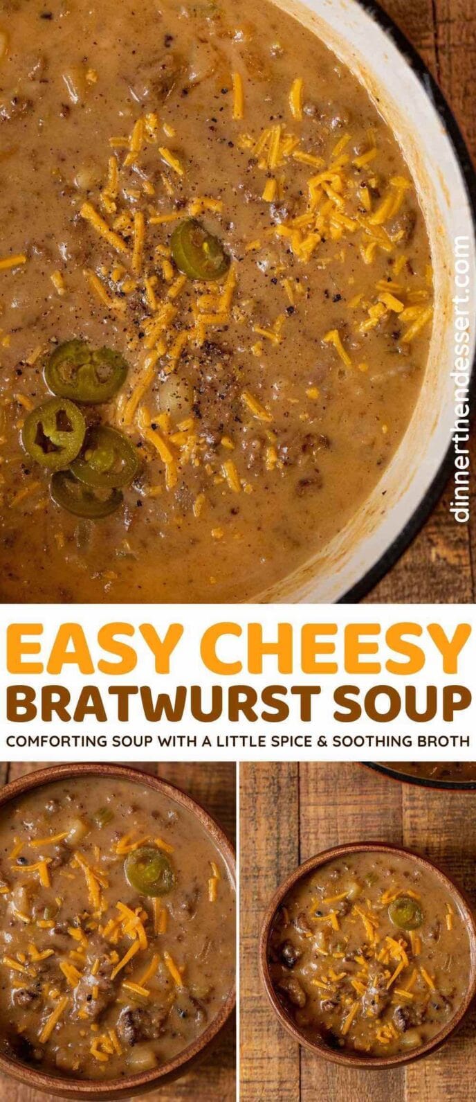 Cheesy Bratwurst Soup collage