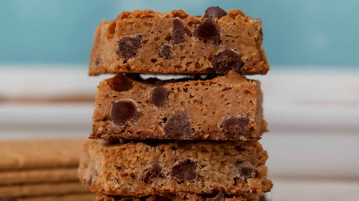 close-up of Chewy Graham Cracker Bars in stack