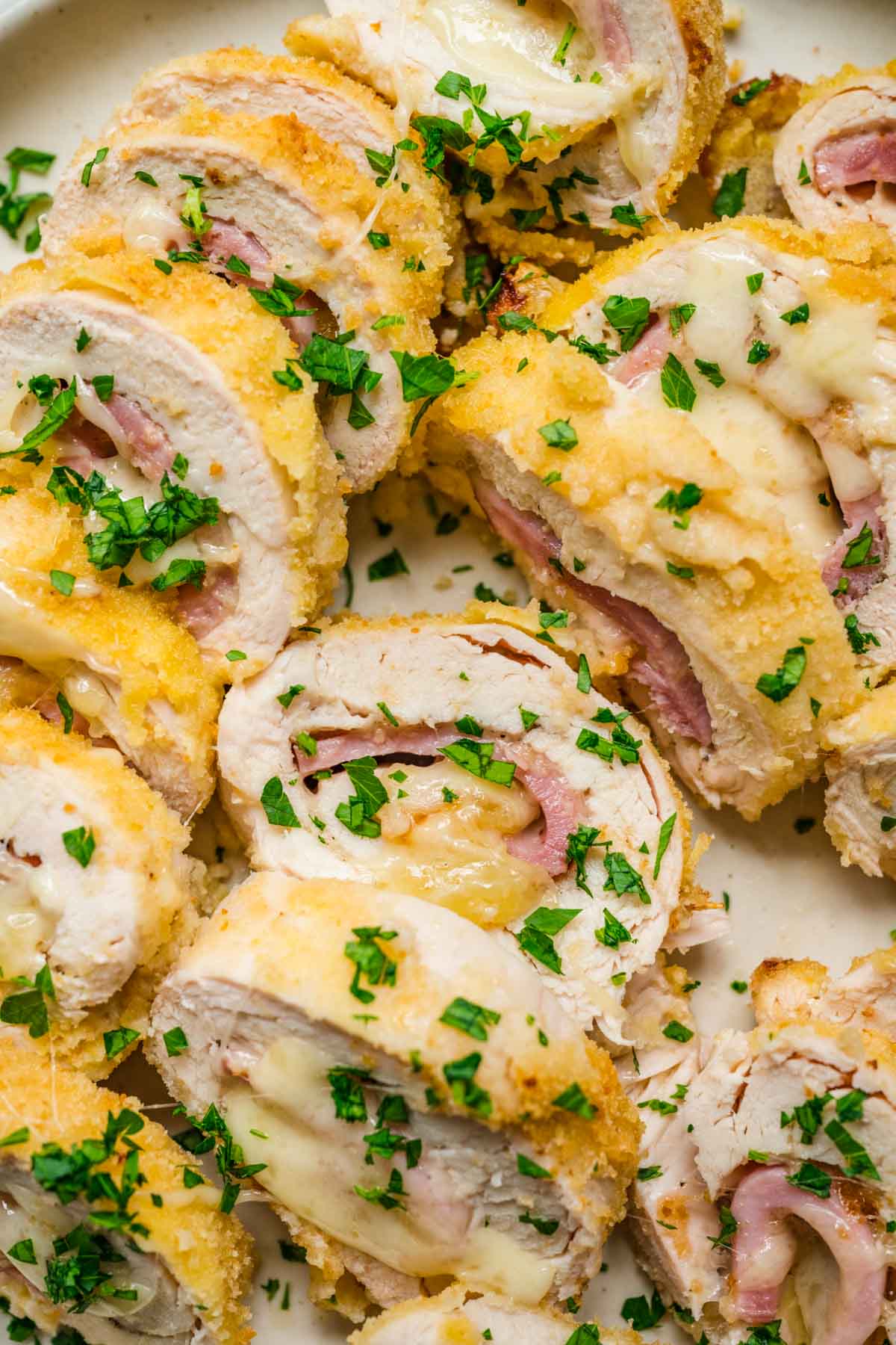 Chicken Cordon Bleu sliced for serving