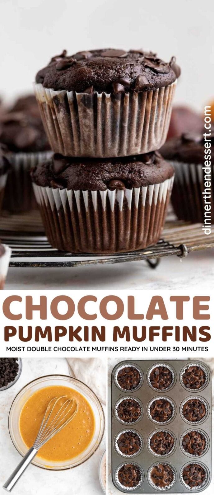 Chocolate Pumpkin Muffins Collage