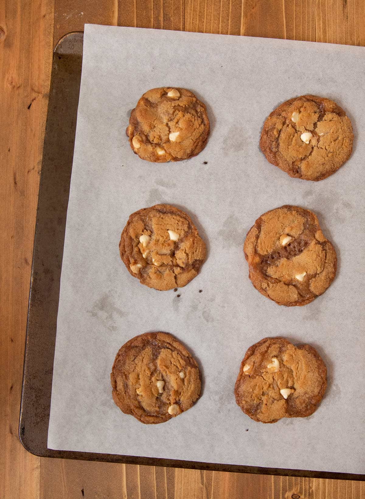 Cinnamon Crisp Cookies on baking sheet