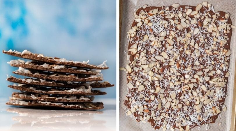 Thin Chocolate Bark with Coconut, Almonds & Smoked Salt - Always