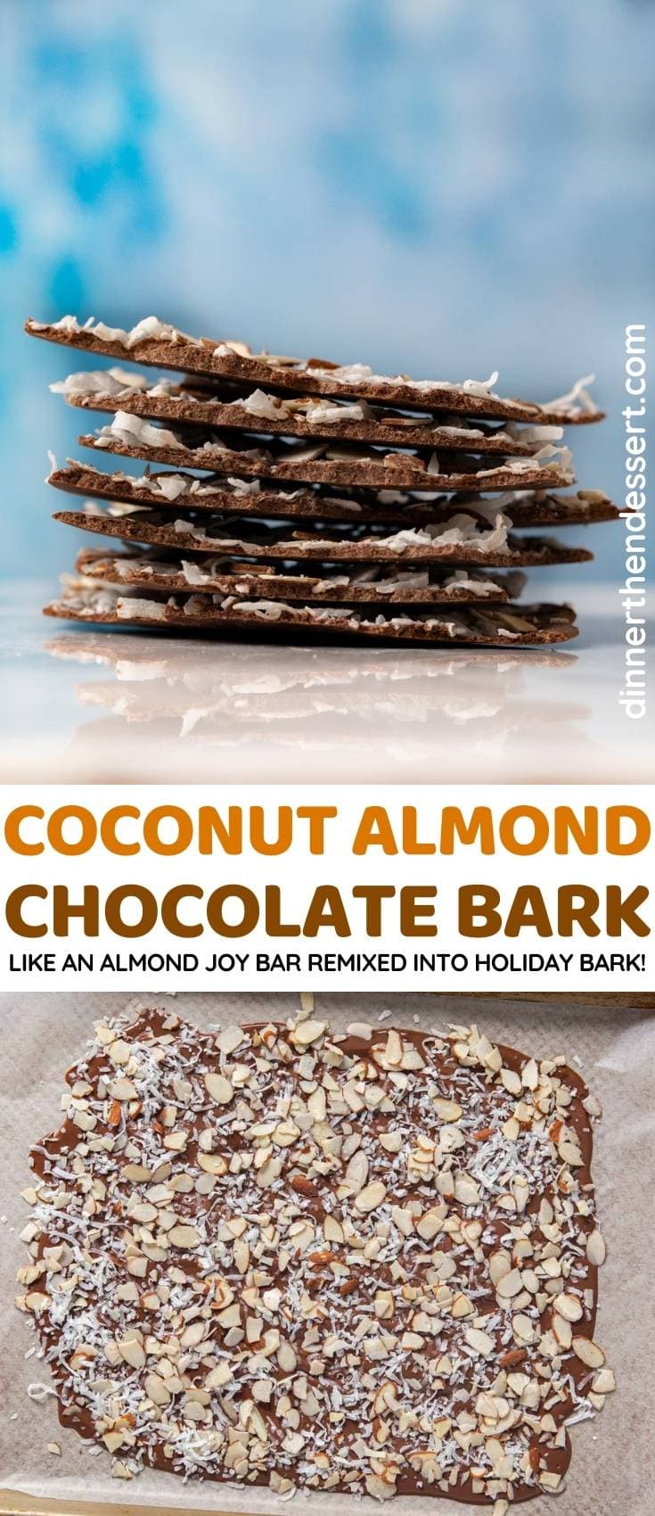 Coconut Almond Chocolate Bark collage